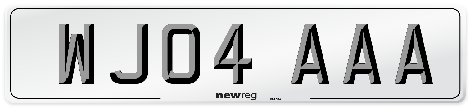 WJ04 AAA Number Plate from New Reg